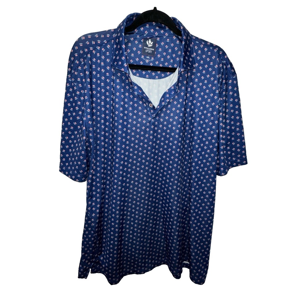 Donald Ross Sport Men XXL Uncle Sam Hat Print Polo Patriotic Albany Country Club